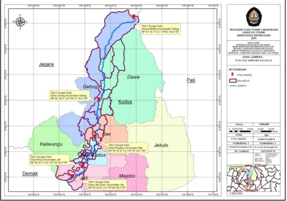 Gambar 1 Lokasi Titik Sampling DAS Gelis  4.  Analisis Data 