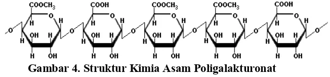 Gambar di bawah ini merupakan rumus molekul dari pektin bermetoksil 