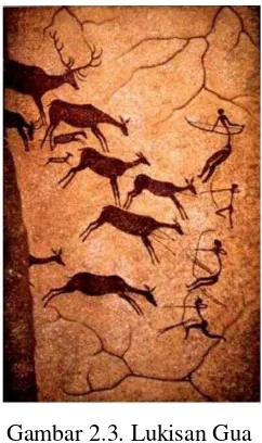 gambar-gambar prasejarah. Baik dari coretan-coretan manusia primitif di 