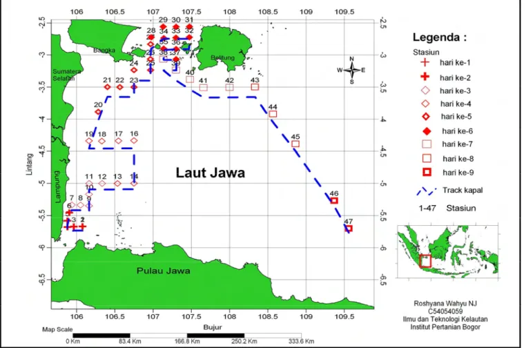 Gambar 3. Peta lintasan kapal pada lokasi penelitian