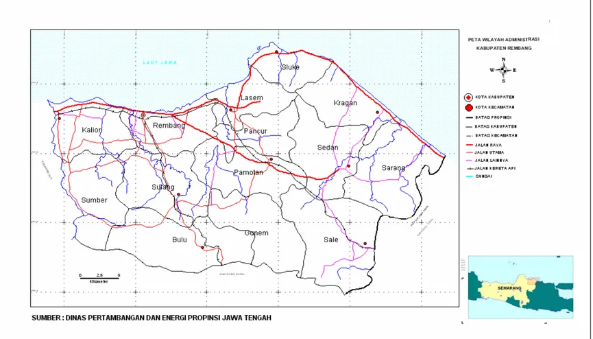 Gambar III.1  Peta Wilayah Administratif Kabupaten Rembang 