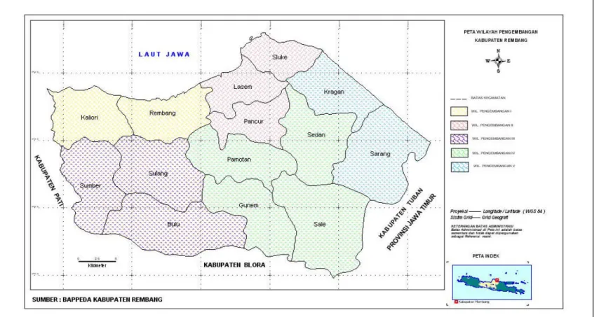 Gambar III.2 Peta Pembagian Satuan Wilayah Pembangunan Kabupaten Rembang 