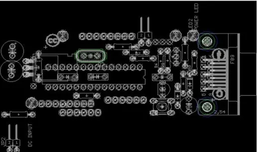 Gambar 4. Rancangan Tata Letak Sistem Minimum Mikrokontroler tampak atas Rangkaian penggerak motor servo (bagian output)