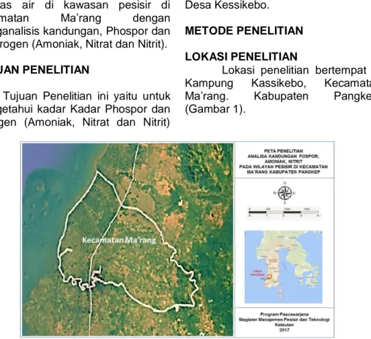 Gambar 1. Lokasi Penelitian penelitian di Kecamatan Ma’rang, Kabupaten  Pangkep 