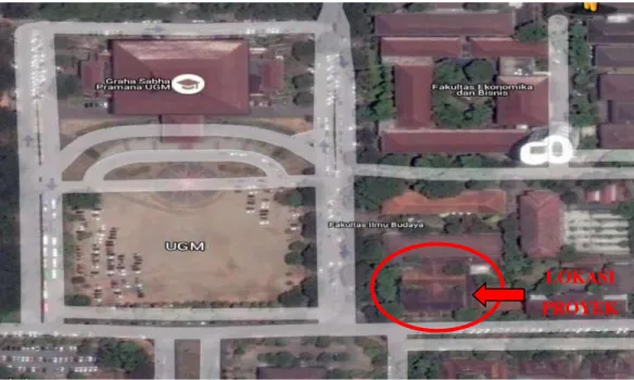 Gambar 5.1 Lokasi Proyek Pembangunan Gedung R.Soegondo (Kompleks  Inclus, Pusat Pelatihan Bahasa dan Jurusan) Fakultas Ilmu Budaya 