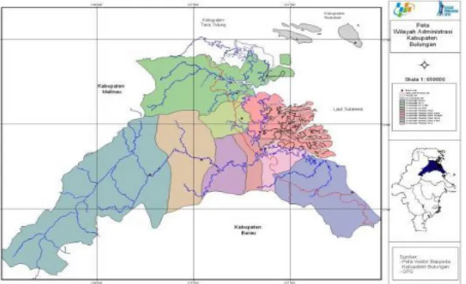Gambar  1  Peta  Wilayah  Administrasi  Kabupaten  Bulungan  