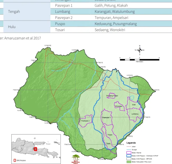 Gambar 1. Peta Kondisi Umum DAS Rejoso, Kabupaten Pasuruan 
