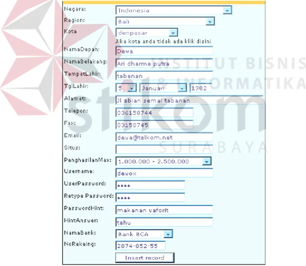 Gambar 4.11 Form Input Data Pengakses Situs  