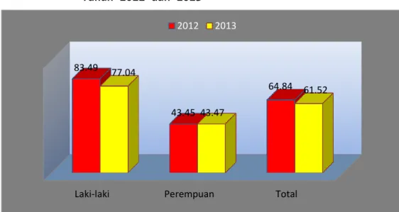 Gambar 3.9.  TPAK di Kabupaten Jayapura Menurut Jenis Kelamin  Tahun 2012 dan 2013 