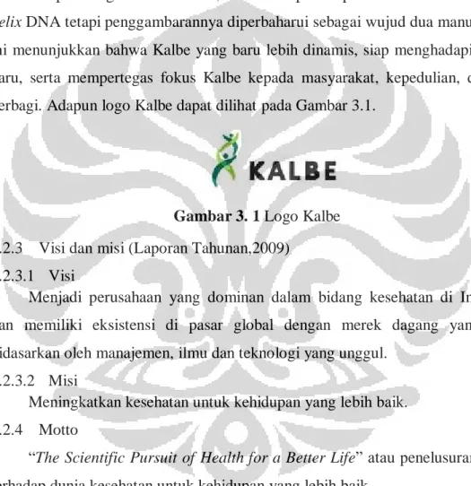 Gambar 3. 1 Logo Kalbe  3.2.3  Visi dan misi (Laporan Tahunan,2009) 
