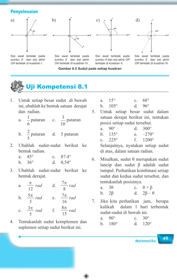 Gambar 8.5 Sudut pada setiap kuadran