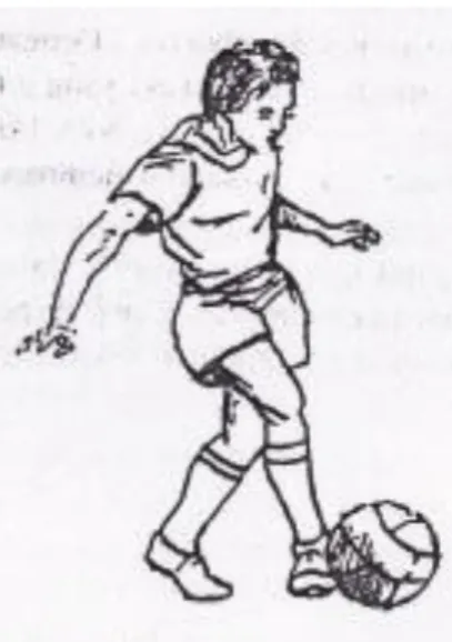 Gambar 1. Menendang dengan kaki bagian dalam (Remmy  Muchtar, 1992: 30) 