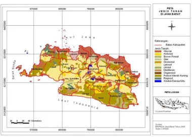 Gambar  8  Peta Jenis Tanah Wilayah Jawa Barat. 