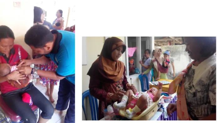 Gambar : 1.3 dan 1.4 Pelayanan Imunisasi di Posyandu
