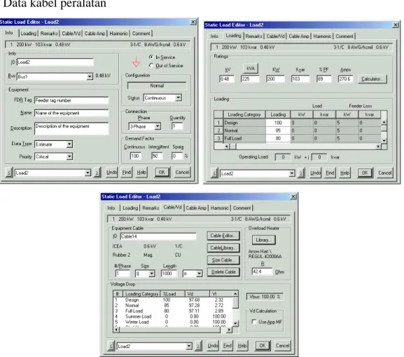 Gambar 25. (kiri atas ) Info page static load – (kanan atas) loading  page static load   (bawah)Cable page static load 