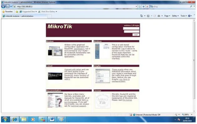 Gambar 3.3 Tampilan Mikrotik pada browser 