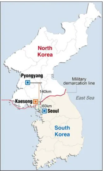 Gambar 1. Semenanjung Korea dan kawasan industri Kaesong. 7