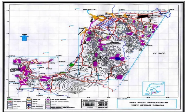 Gambar 2.2 Peta Daerah Pertambangan PT. Aneka Tambang Tbk, UBPN Sulawesi  Tenggara ( Sumber : PT