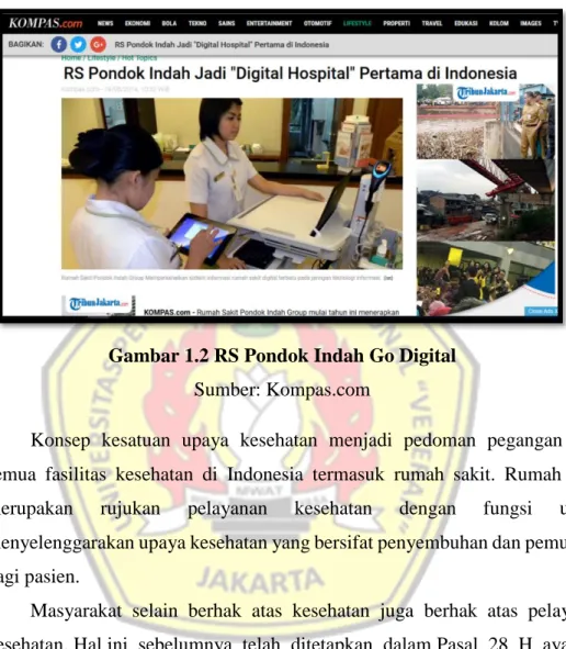 Gambar 1.2 RS Pondok Indah Go Digital  Sumber: Kompas.com 