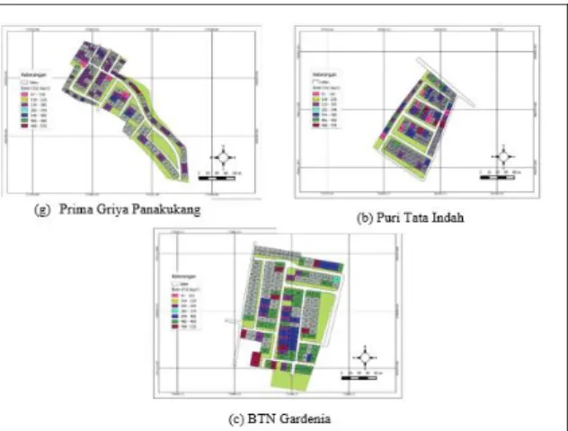 Gambar 4.1 Pemetaan besaran emisi total CO 2   total  berdasarkan type rumah pada perumahan   Makassar 