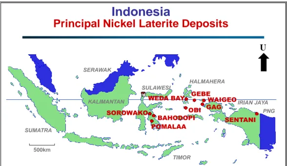 Gambar  3 Distribusi Endapan Bijih Laterit Nikel Indonesia (PT. INCO dalam Ahmad, 2005) 