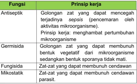 Tabel  4.7. Penggolongan zat pengawet berdasarkan fungsi dan prinsip kerjanya 