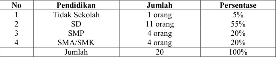Tabel 4.5. Distribusi jumlah responden kelompok instrumental berdasarkan  pendidikan di RSUD Wonogiri tahun 2014