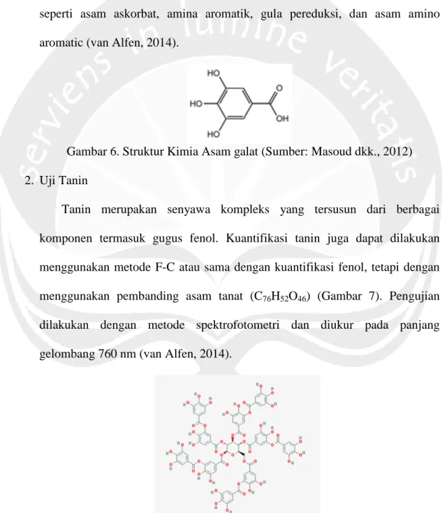 Gambar 6. Struktur Kimia Asam galat (Sumber: Masoud dkk., 2012) 2. Uji Tanin