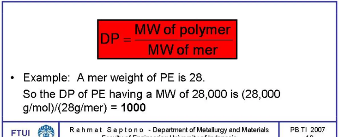 Gambar 5-8  Derajat Polimerisasi dari suatu Polimer, yaitu Polyethylene 