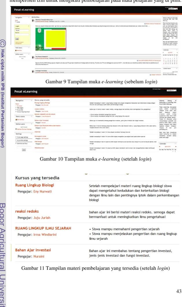 Gambar 9 Tampilan muka e-learning (sebelum login) 