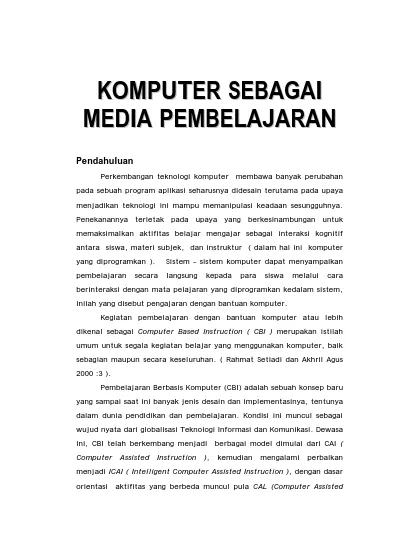 Komputer Sebagai Media Pembelajaran 5392