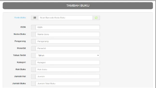 Gambar 5. Halaman input buku  3.3 Halaman Input Anggota 