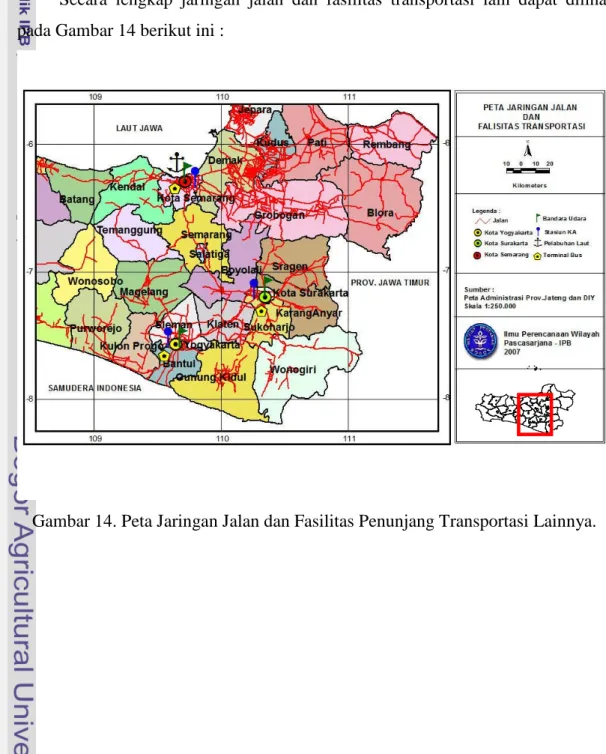 Gambar 14. Peta Jaringan Jalan dan Fasilitas Penunjang Transportasi Lainnya.
