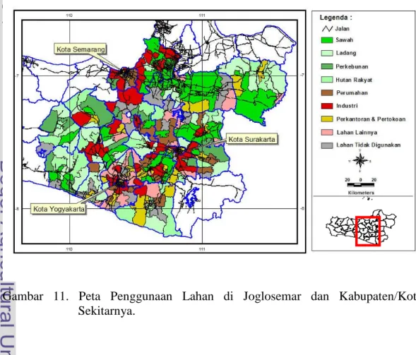 Gambar 11. Peta Penggunaan Lahan di Joglosemar dan Kabupaten/Kota Sekitarnya.
