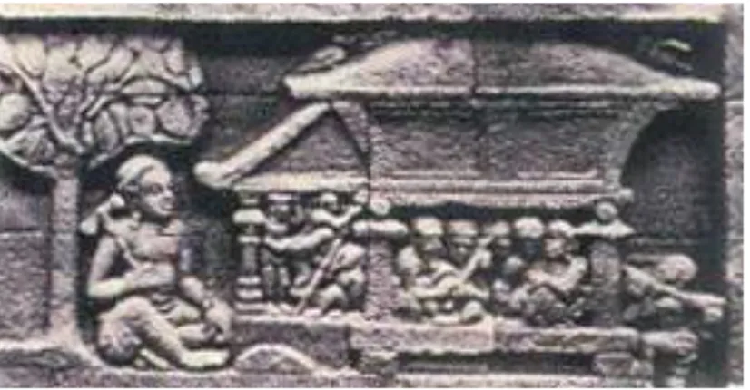 Gambar 2.1: Relief rumah di Candi Borobudur  Sumber: Buku Indonesian Heritage, 2002 