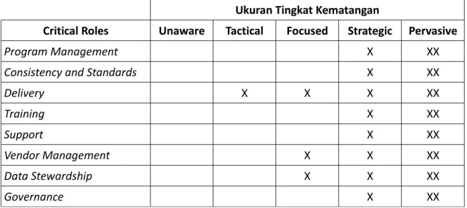 Tabel 2: Matriks Critical Roles (Litofsky) x Tingkat Kematangan (Gartner)