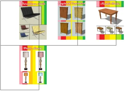 Gambar 5.  Contoh Image Target Yang Dirancang yaitu Barchelona Chair,Lemari,Meja dan Lampu 