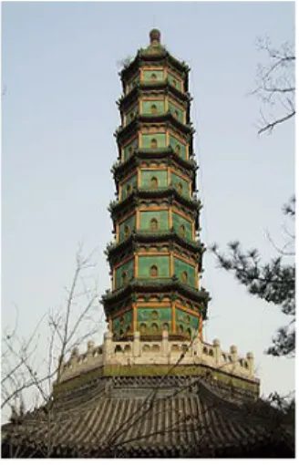 Gambar di bawah menunjukkan persamaan konsep seni bina pagoda Masjid Kampung Hulu dan pagoda porcelain Yuan Ming Yuan yang dibina pada 1186 ketika Dinasti Ming di China.