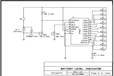 Gambar 2.8 Rangkaian driver relay III. 2  Indikator Level baterai 