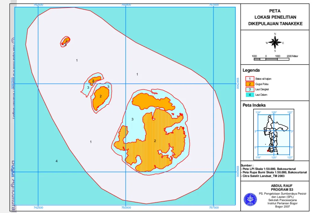 Gambar  5.   Peta lokasi penelitian (Kepulauan Tanakeke, Kabupaten Takalar) 