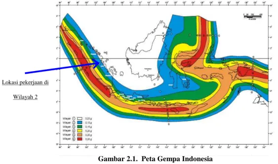 Gambar 2.1.  Peta Gempa Indonesia Lokasi pekerjaan di 