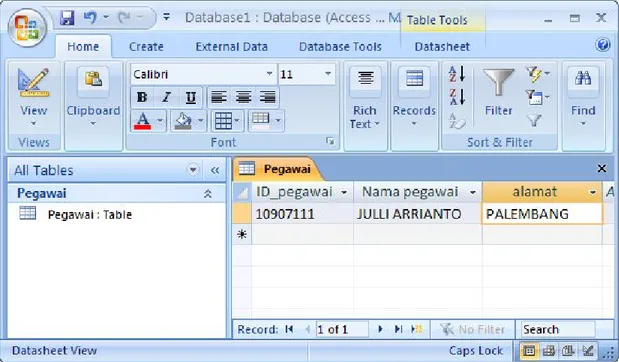 Gambar 2.6 Tampilan Microsoft Access 2007