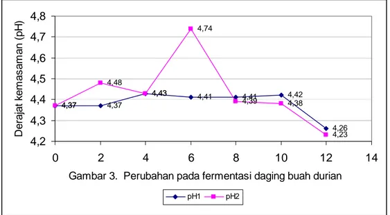 Gambar 3.  Perubahan pada fermentasi daging buah durian