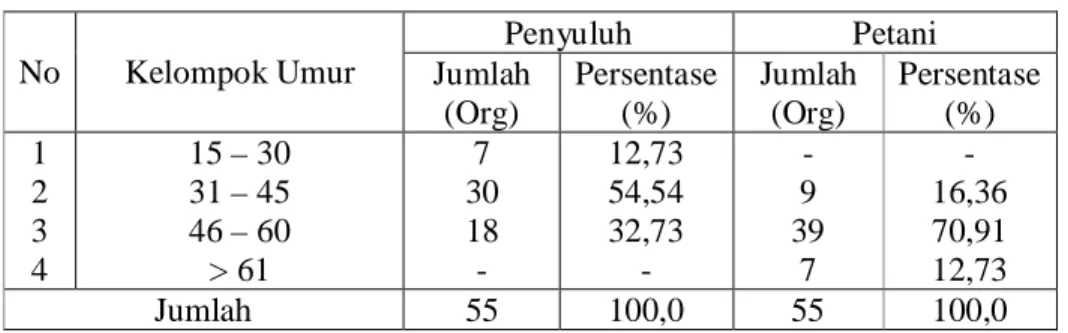 Tabel  1.  Identitas  Responden  Menurut  Kelompok  Umur  di  Kabupaten  Luwu  Utara  Tahun 2010