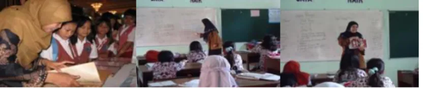 Gambar 1. Model pembelajaran dengan Metode Ceramah, Menggambar Objek di Papan Tulis  dan Siswa Melihat dari Buku Pelajaran pada SD Negeri 1 Daya Makassar 