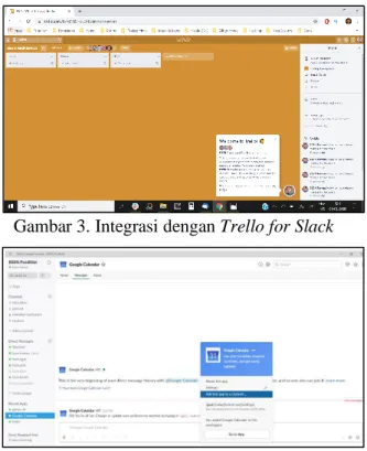 Gambar 3. Integrasi dengan Trello for Slack 