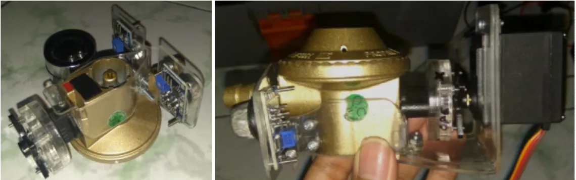 Gambar 10.dudukan sensor flame, sensor gas dan motor servo 
