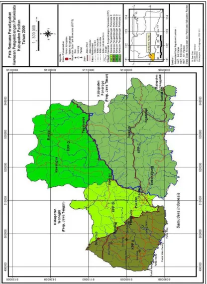 Gambar 2.10 Peta admistratif dan DAS Kabupaten Pacitan (Sumber: Pemkab Pacitan, 2009) 