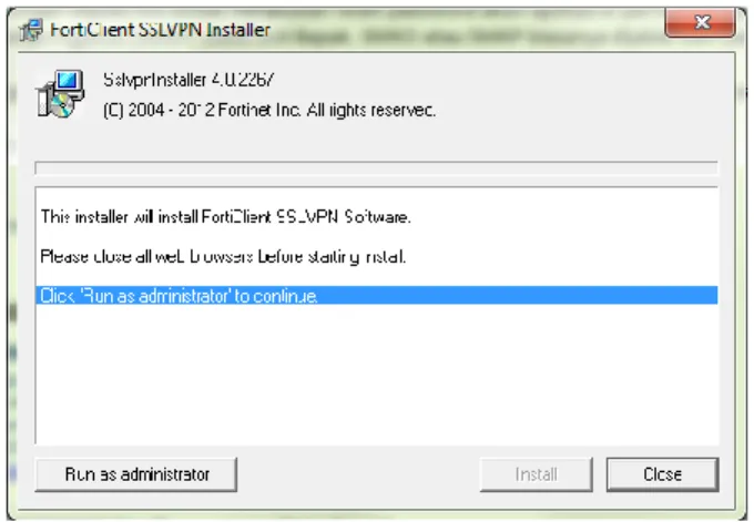 Gambar 16 Run as Administrator saat Install SSL VPN Client Plugin 