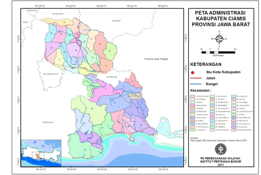 Gambar 5   Peta Administrasi Kabupaten Ciamis 